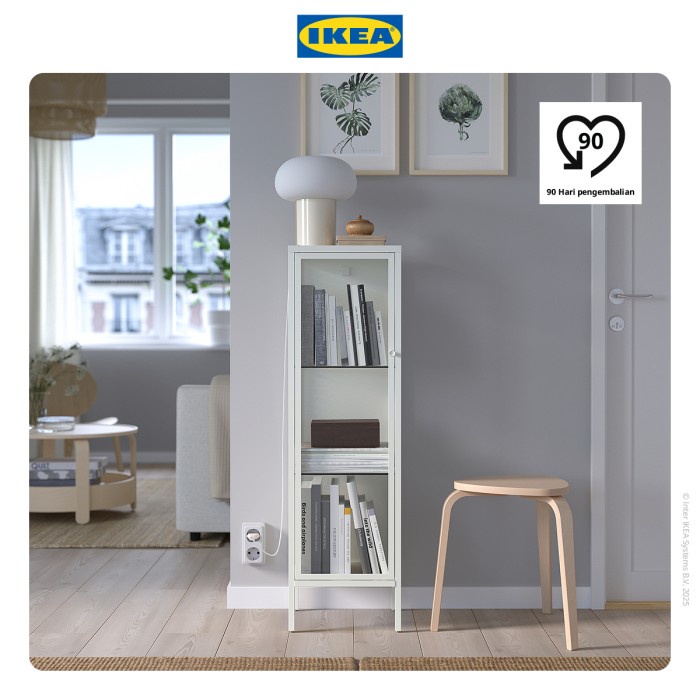 Ikea Baggebo Lemari Pajangan Dengan Pintu Kaca 34X30X116 Cm