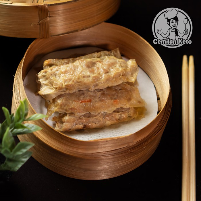 

Cemilan Keto Dimsum Lumpia Kulit Tahu 100% daging ayam asli / bebas gula / bebas tepung / gluten