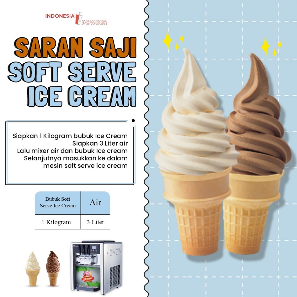 

[ICE CREAM] Bubuk Soft Serve Ice Cream / Es Krim Premix Premium Quality 1 Kg Rasa Royal Chocolate /