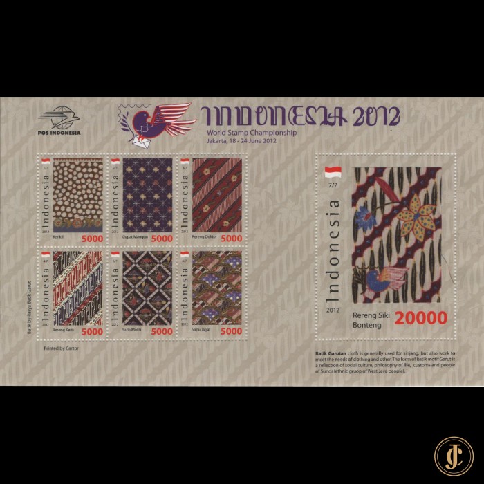 

INDONESIA PERANGKO CARTOR BATIK WORLD STAMP CHAMPIONSHIP