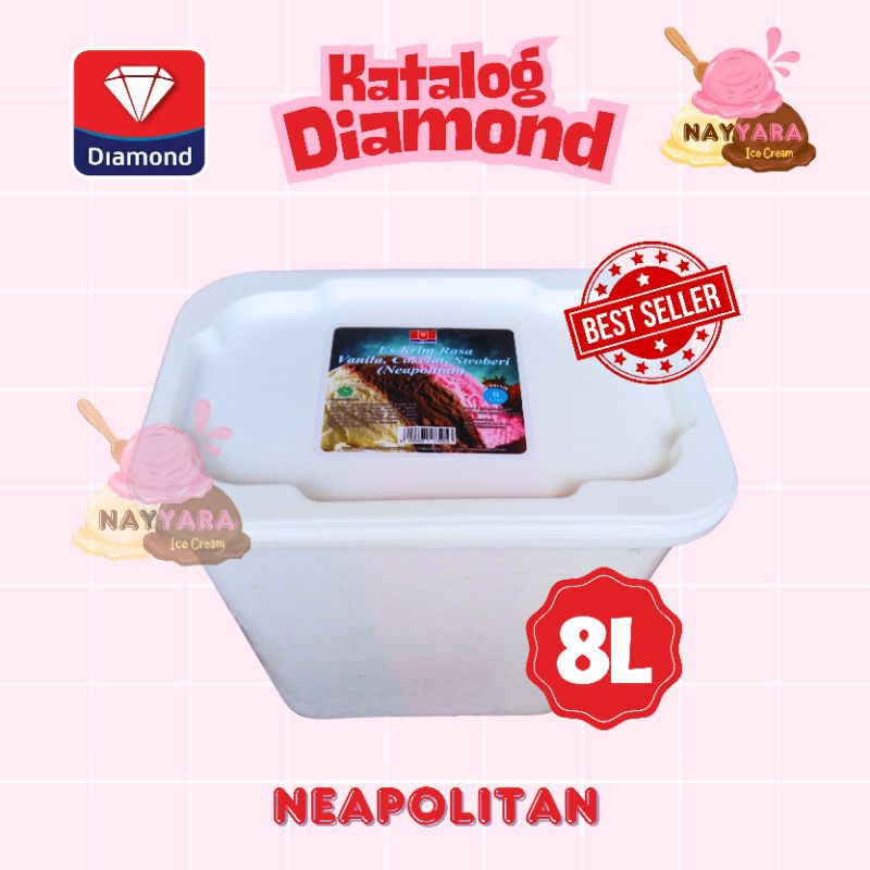 Neapolitan Diamond Ice Cream / Es Krim Diamond Neapolitan 8 liter
