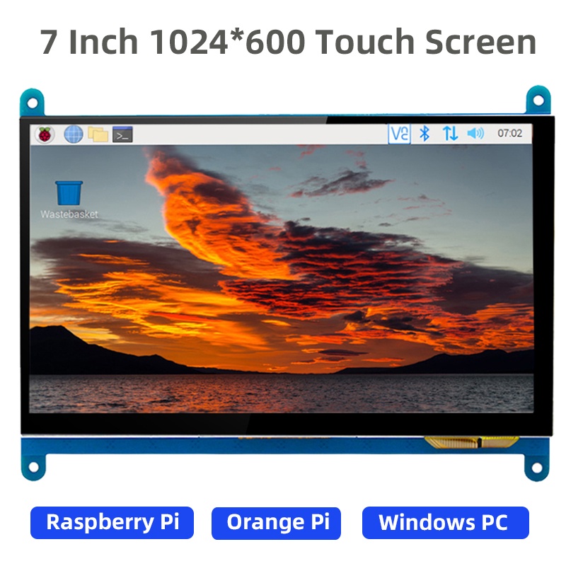BWS 7 Inch Touch Screen 1024x600 HDMI-compatible LCD Display Optional Acrylic Holder for Raspberry P