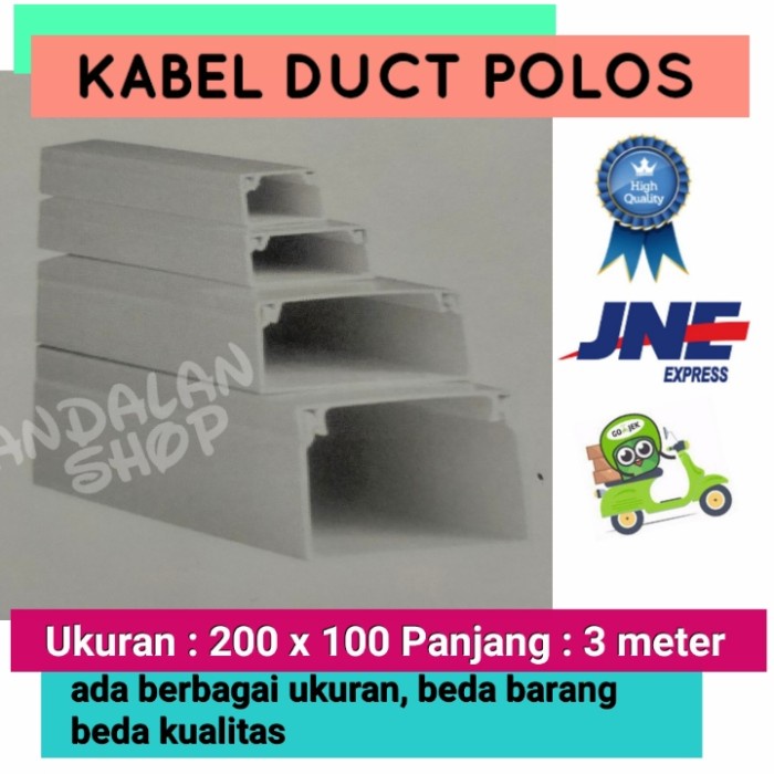 KABELDUCT PVC 200 X 100MM/ KABEL DUCT/ PELINDUNG KABEL POLOS