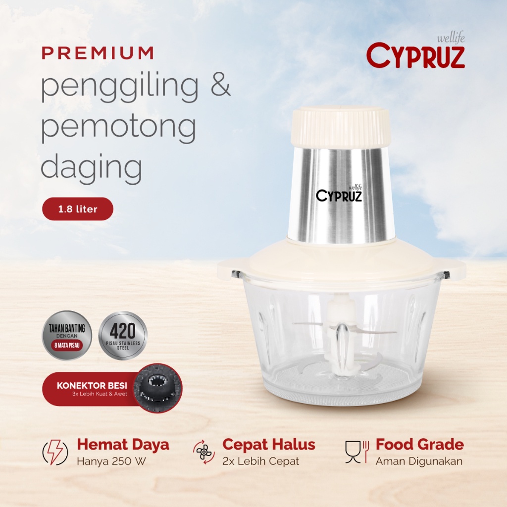 Cypruz Meat Grinder Blender Food Chopper Penggiling Daging Multifungsi