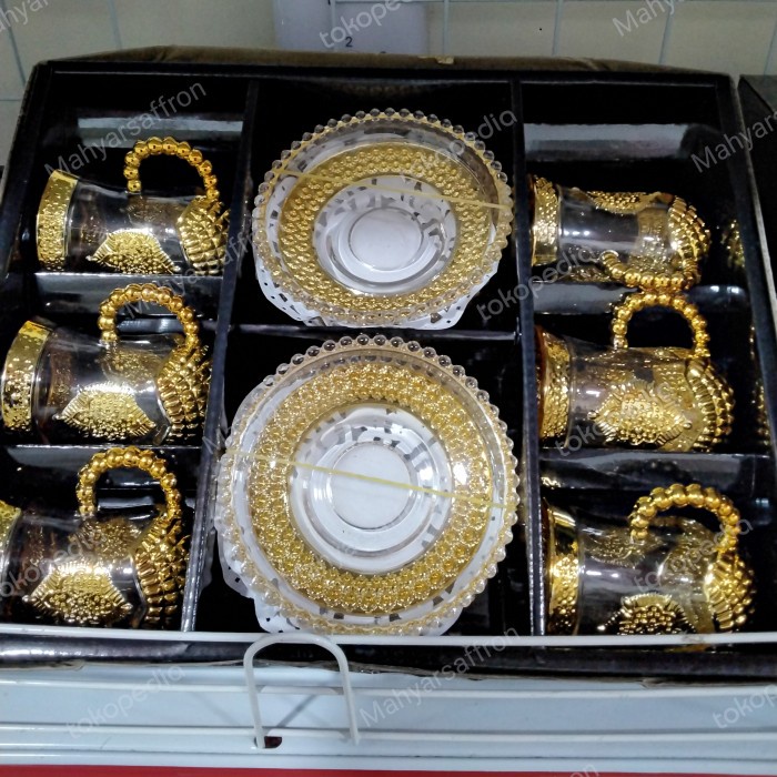 Cangkir Arab Mewah 6 Set Cangkir Emas - Asli