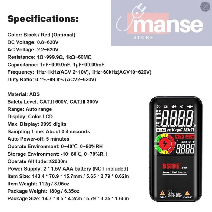 BSIDE S10 Auto Smart Multimeter Digital Avometer Multitester + NCV