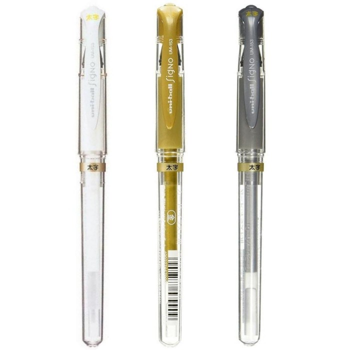 

ATKJaya- PULPEN GEL PEN TINTA EMAS PERAK GOLD SILVER UNIBALL UM-153 1,0 MM