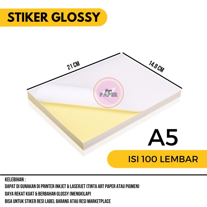

ATKJaya- Kertas Sticker Chromo Glossy A5-100 lbr / Kertas Stiker / Stiker Cromo