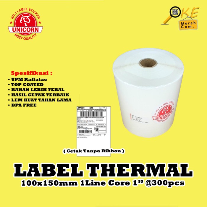 

ATKJaya- LABEL BARCODE 100 X 150 mm KERTAS STICKER LABEL THERMAL 100x150 mm