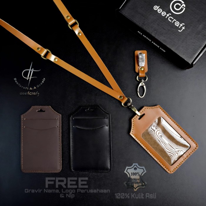 

ATKJaya- Id card holder Kulit Asli/ name tag kulit asli Free Grafier Logo