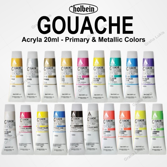 

ATKJaya- Holbein Acryla Gouache 20ml (Primary & Metallic Colors)