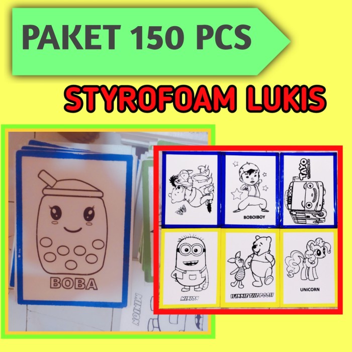 

ATKJaya- Paket 150 Pcs Styrofoam Lukis Sterofoam Mewarnai Gabus Lukis Melukis