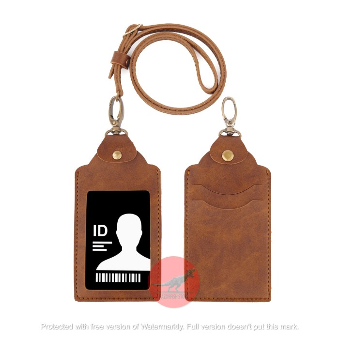 

ATKJaya- ID Card Kalung Holder Name Tag Souvenir ID Card Kulit PU QUICK COKLAT