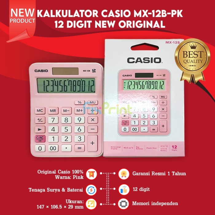 

ATKJaya- Calculator Casio MX 12B Desktop Kalkulator 12 Digit New Original