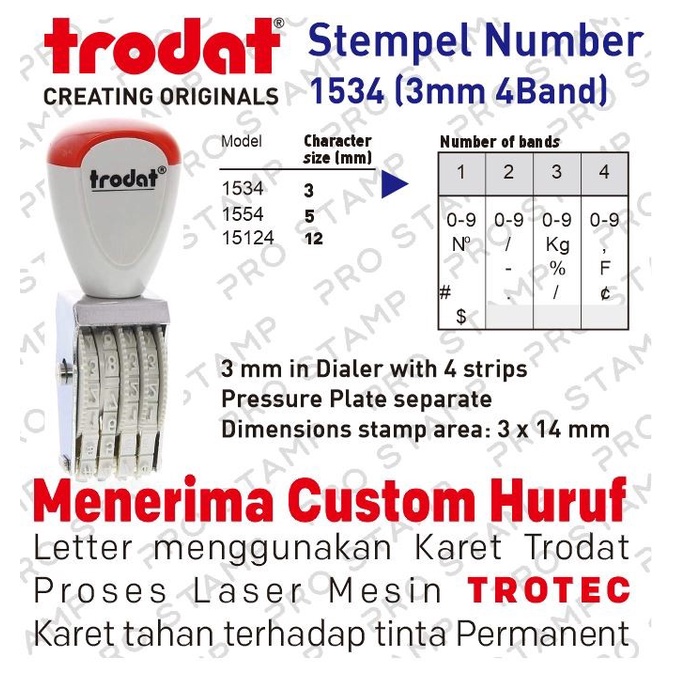 

ATKJaya- Stempel Trodat 1534 Manual Angka 4 Digit 3mm