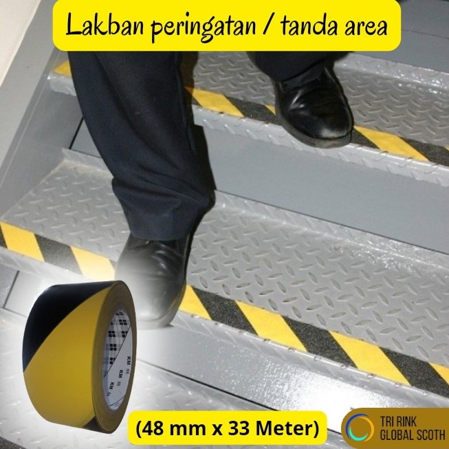 

ATKJaya- Floor marking tape KM88 Lakban lantai Hitam-kuning 2" x 33 meter