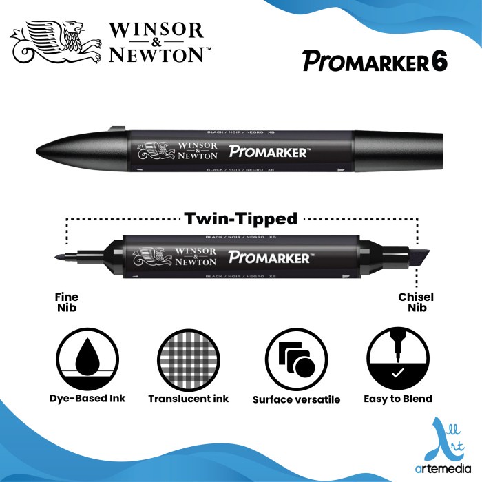 

MARKER WINSOR & NEWTON PROMARKER SET 6 DUAL POINT PENA KUAS WARNA