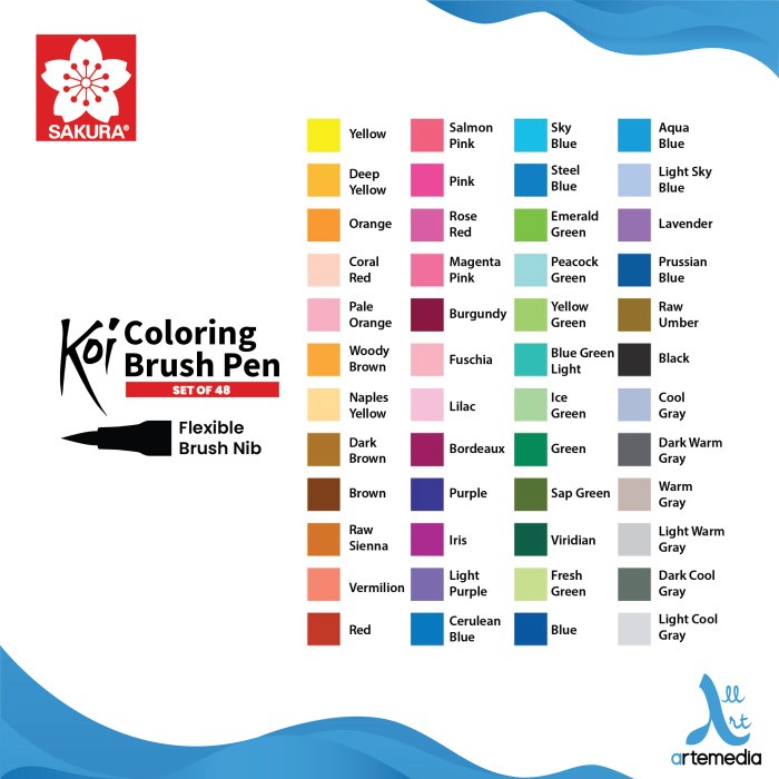 

BRUSH PEN SAKURA KOI COLORING BRUSH PEN SET 48 PENA KUAS WARNA