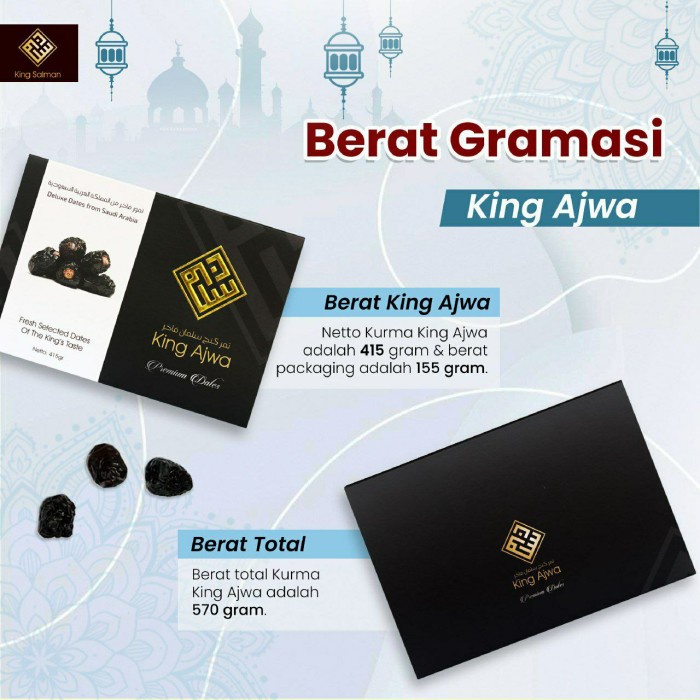 

Kurma Ajwa King Salman Premium Kurma Nabi 500gram
