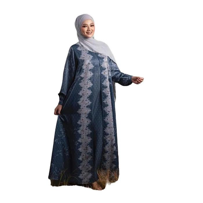 Nobby X Batik Trusmi Arundaya Dress 2 Gamis Wanita Terbaru Koleksi Lebaran 2025 Bahan Polly Satin