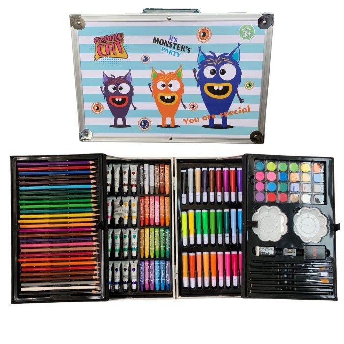 CRAYON ART SET 145PCS / KOPER SET CRAYON MEWARNAI / ANIMAL ZOO
