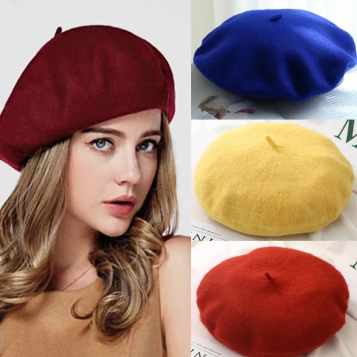 Topi barreta pria wanita fashion topi pelukis dan seniman import