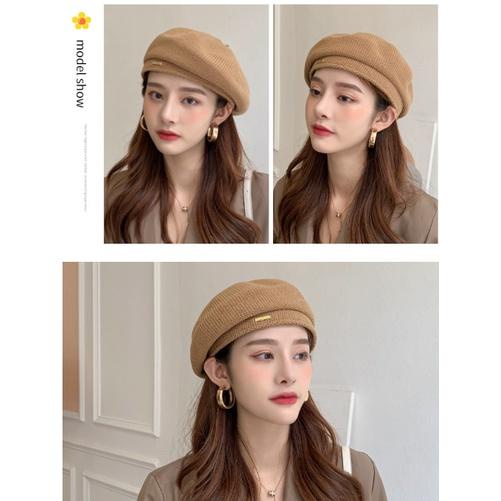 Caramel - Topi Selebgram Baret Wanita Korea Dewasa Premium Abu Hitam Putih Kuning Polos Best Life