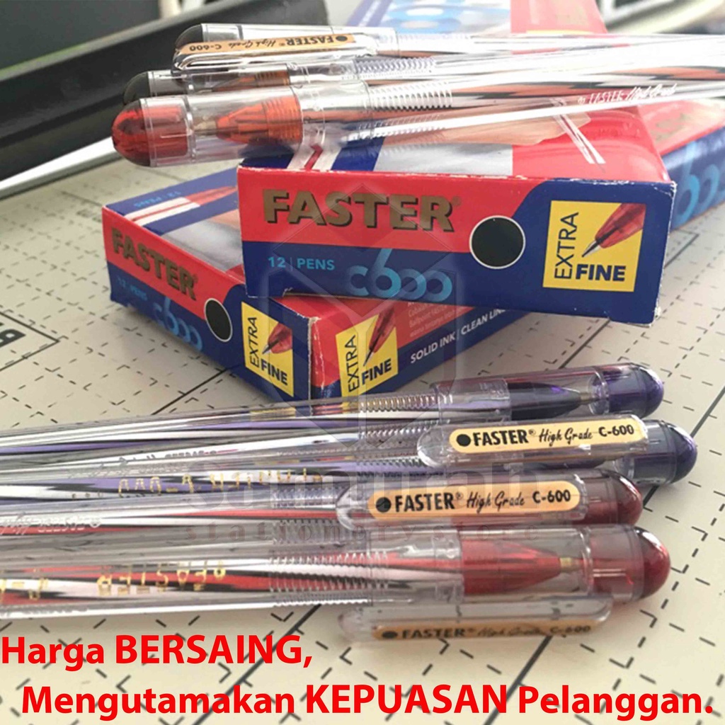 

Ballpoint FASTER C600 Extra Fine Point 0.7 mm / Pulpen Cabut C 600 isi 12 Pcs / Pen Cabut Warna