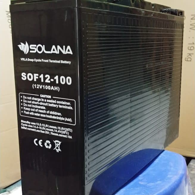 aki vrla 12v 100ah front terminal solana