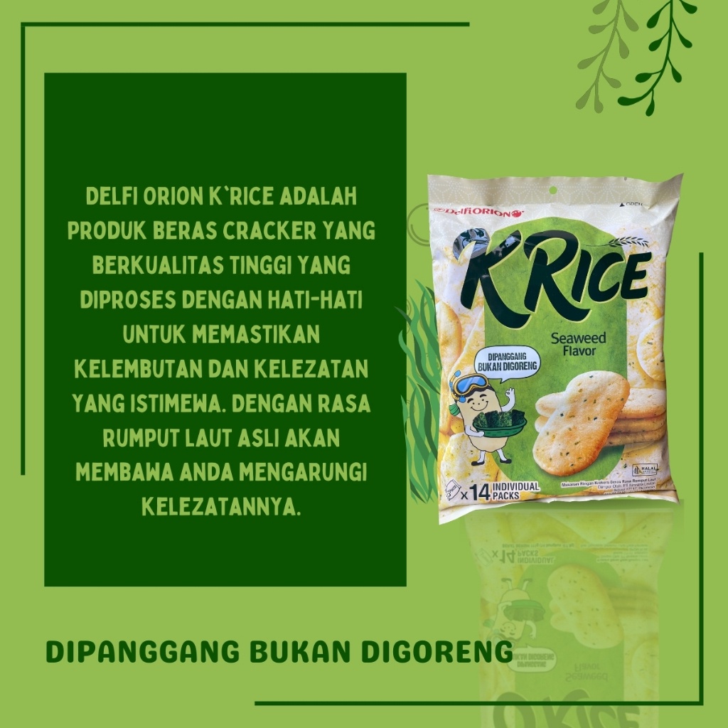 

HJ TERMURAH DELFI ORION CRACKERS O'RICE K'RICE SEAWEED / SWEET Delfi Orion Krekers Beras Orice KRICE