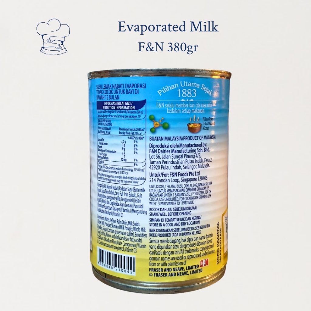 

Susu F&N Evaporated 380gr Susu Kaleng FN Evaporasi untuk Masakan & Minuman