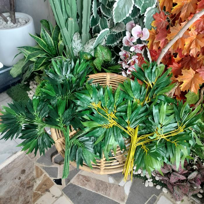 1 Lusin Daun bambu Latex/bungaArtificial/BungaHias/TanamanPlastik/ Daun Bambu Hijau/Daun Bambu
