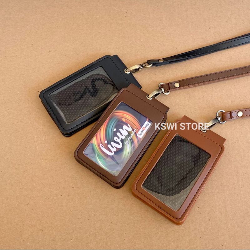 

ID Card Holder Kulit Magnet Flip 2 Sisi Name Tag Holder Kulit MM2