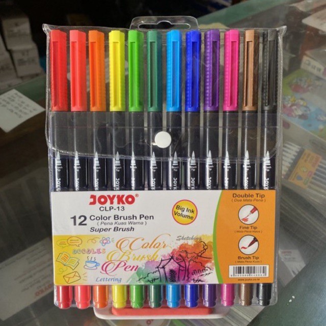 

Joyko Super Brush Pen 12 Color + Fine Tip ( 2 In 1 ) Clp-13 Clp13