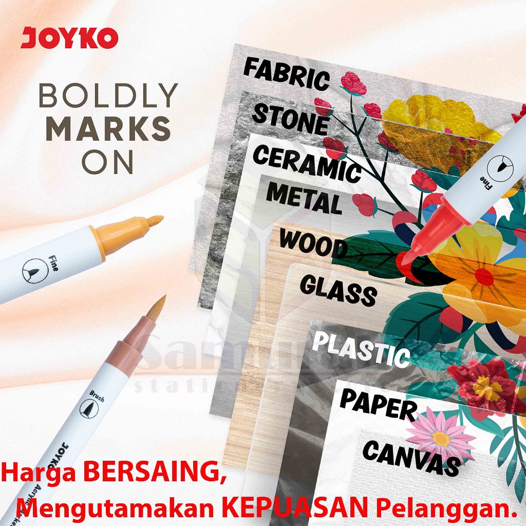

Spidol Akrylik Marker Joyko ACMK 68 24 Warna / Acrylic Marker 24 Colours Dual Tip Fine - Brush /