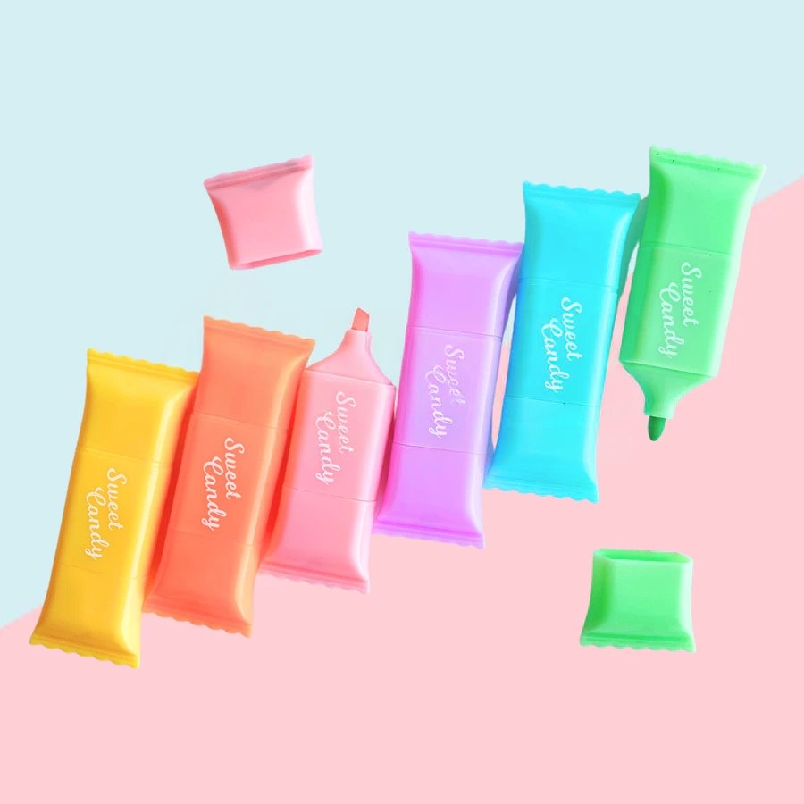 

Highlighter Dual Tip Permen Mini Candy Stationery Pastel Lucu 6 pcs