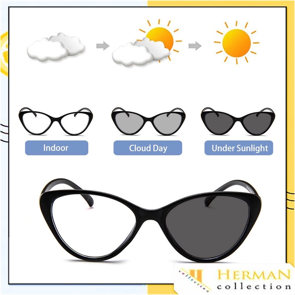 ACCMT- HC Kacamata Photochromic 6626 Kacamata Anti Radiasi Kacamata Cat Eye Retro Bingkai Plastik