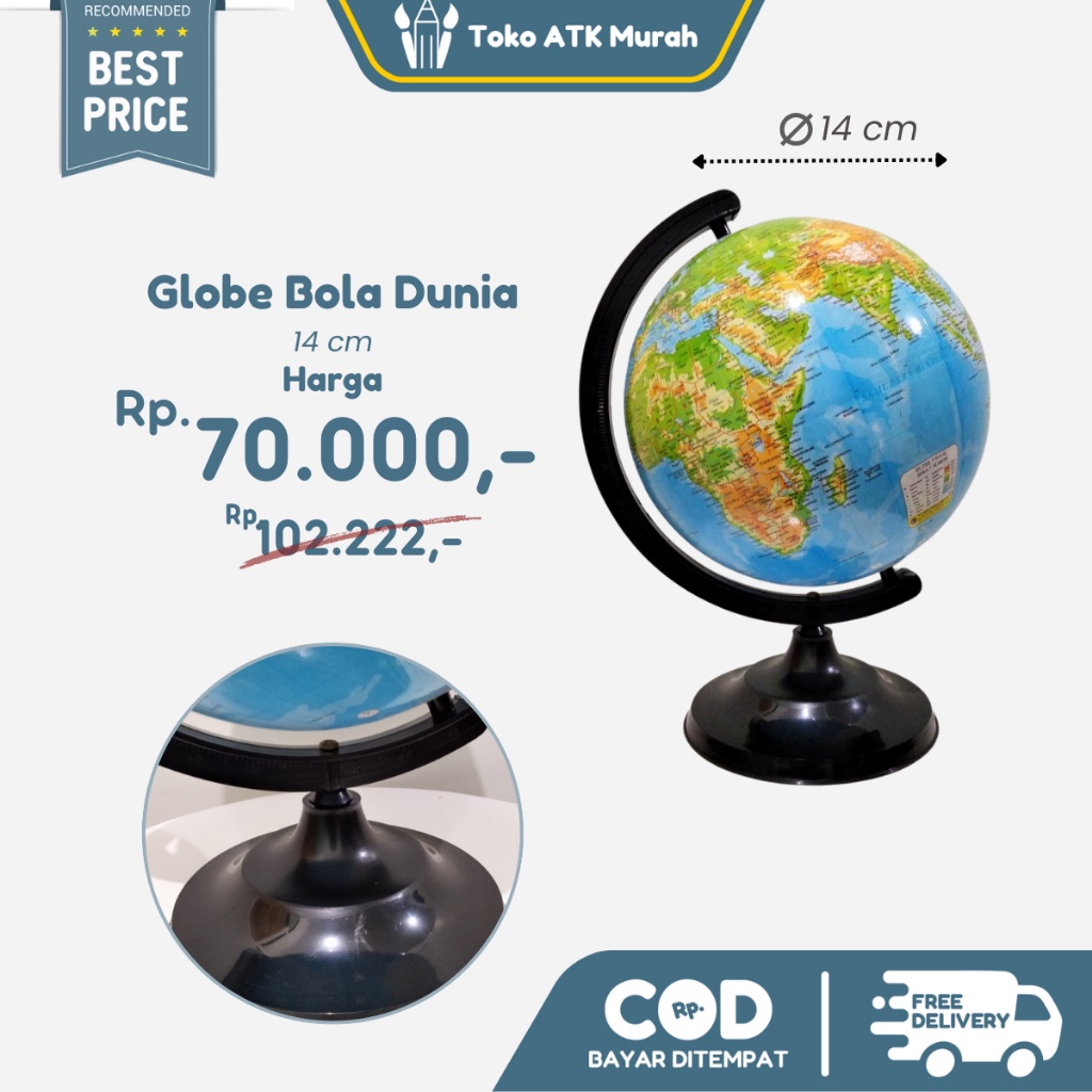 

Globe / Bola Dunia Diameter 14cm Peta Atlas Dunia Edukasi Anak & Pajangan Meja