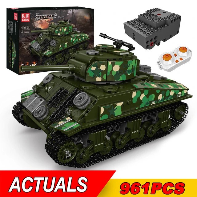 Bricks RC MOULD KING 20024 Sherman M4 Military TANK Teknik car no lego