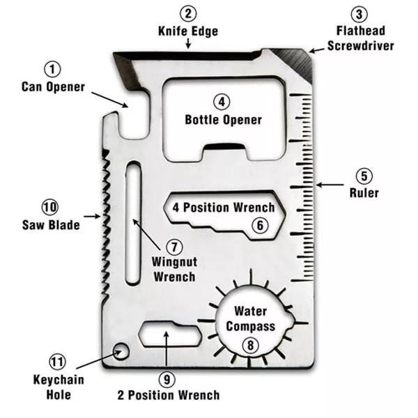 Kartu 11 Fungsi kunci pas stainless steel Survival Kit Tool Card