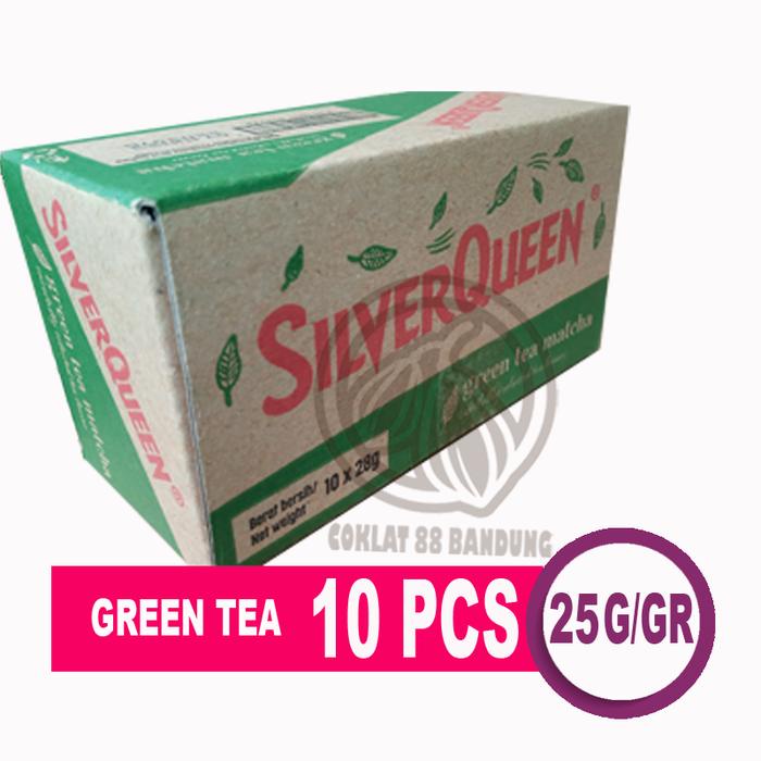 SILVERQUEEN MATCHA 1 BOX ISI 10 PCS CHOCOLATE, COKLAT SILVER QUEEN 25 GRAM X 10 GREEN TEA 1 DUS