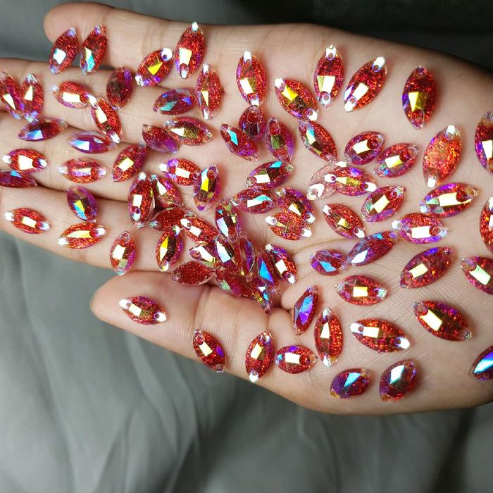 

HJK diamond sampan gliter isi 100bji & 45bji 6*12mm payet gliter pelangi, manik manik, mote mote,