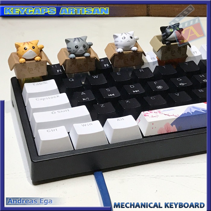 [Good] Keycaps Artisan Backlit Kucing Dalam Box