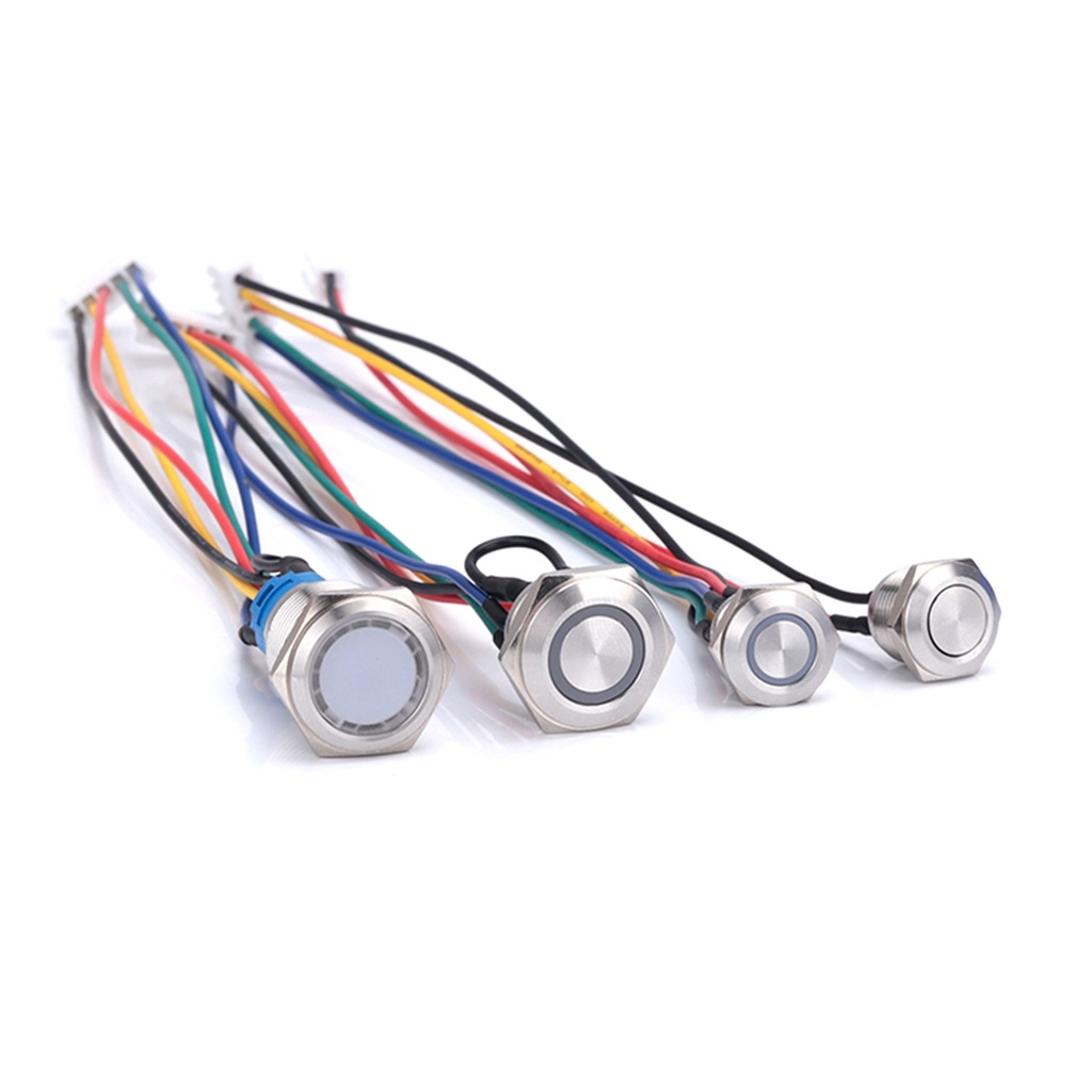 SALE ABILKEEN 16MM Flat Round Head Metal Push Button Switch 1NO1NC Full Surface LED Illuminate Push 