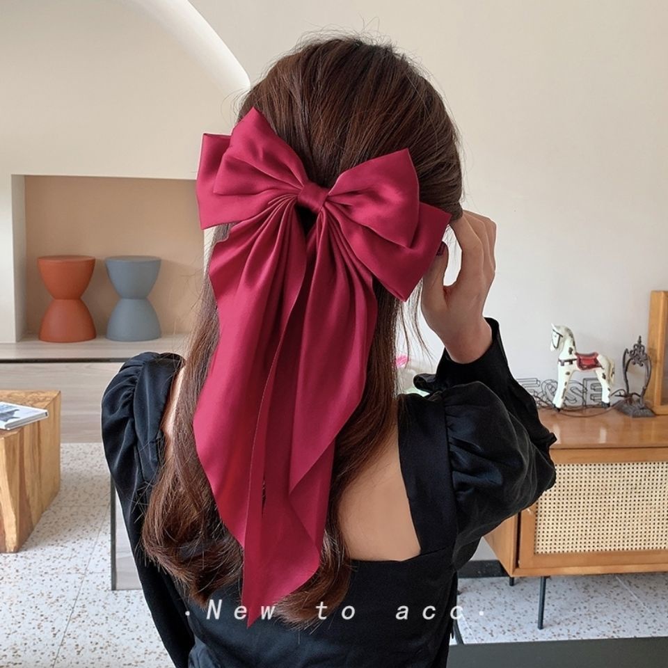 - BIG LARGE SATIN BOW HAIRPINS / JEPIT RAMBUT PITA PANJANG GAYA KOREA / JEPITAN PITA KAIN SATIN