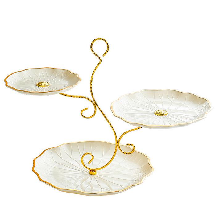 

Piring Buah Ruang Tamu Ringan Mewah Tiga Lapis Permen Kacang Makanan Ringan Penyimpanan Buah Kering