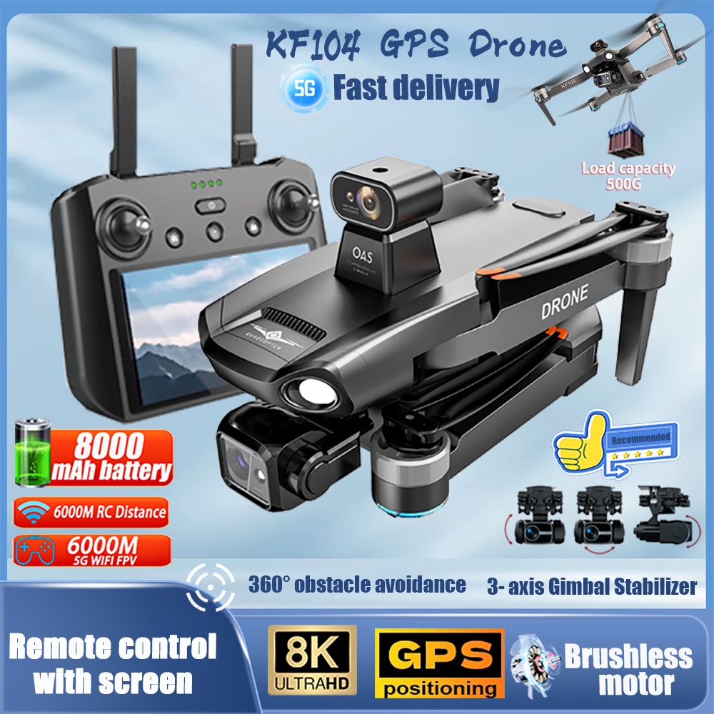 2024 Kf104/Kf102 Max Professional Drone 8K Hd Camera Ptz 3-Axis Laser Obstacle Avoidance With Screen