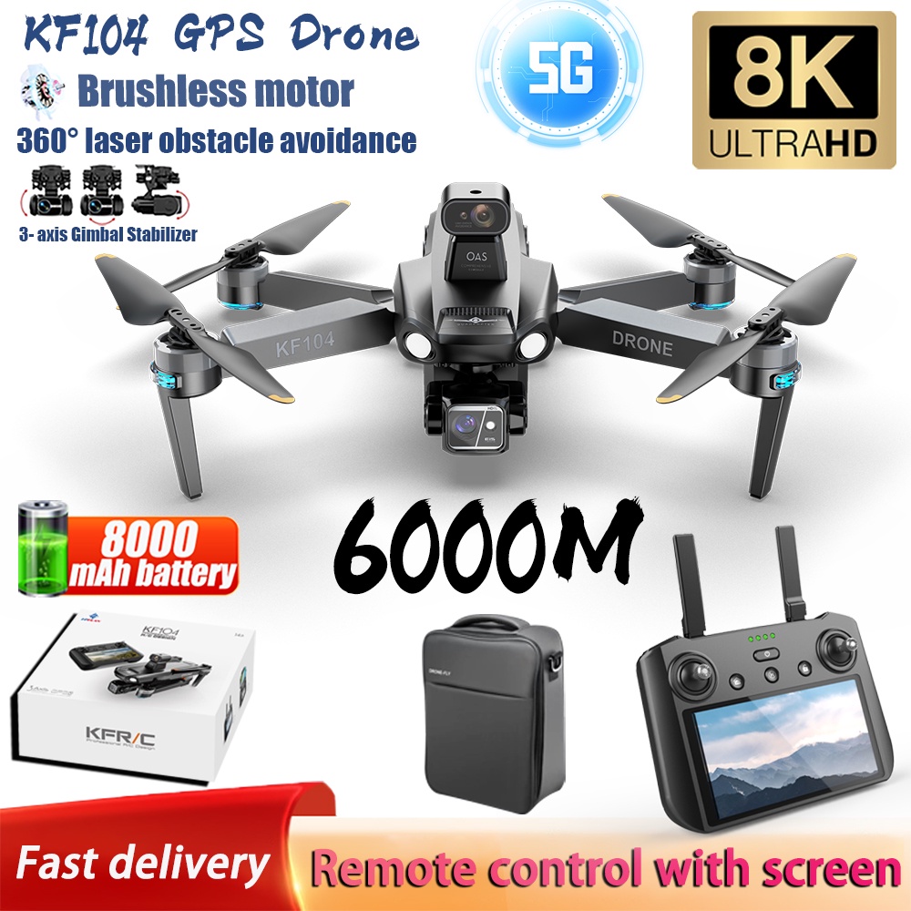 2024 New Kf104/Kf102 Max Gps Professional Drone 3-Axis Ptz 8K Camera Tou  Screen Remote Control Uav