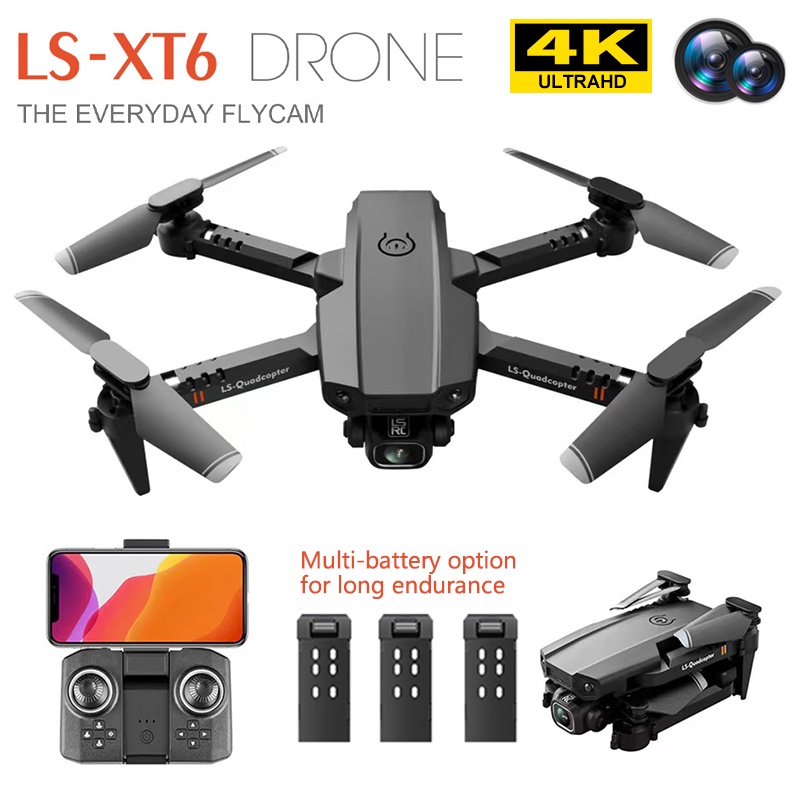 Ls-Xt6 Mini Drone With 4K Dual Hd Camera Professinal Wifi Wide Angle Foldable Rc Helicopter Wifi Fpv