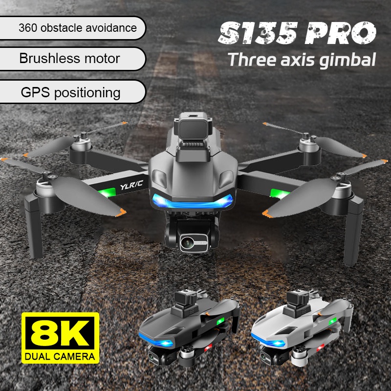 S135 Drone 8K Aerial Photography Quadcopter Gps Three-Axis Gimbal Radar Obstacle Avoidance Brushless